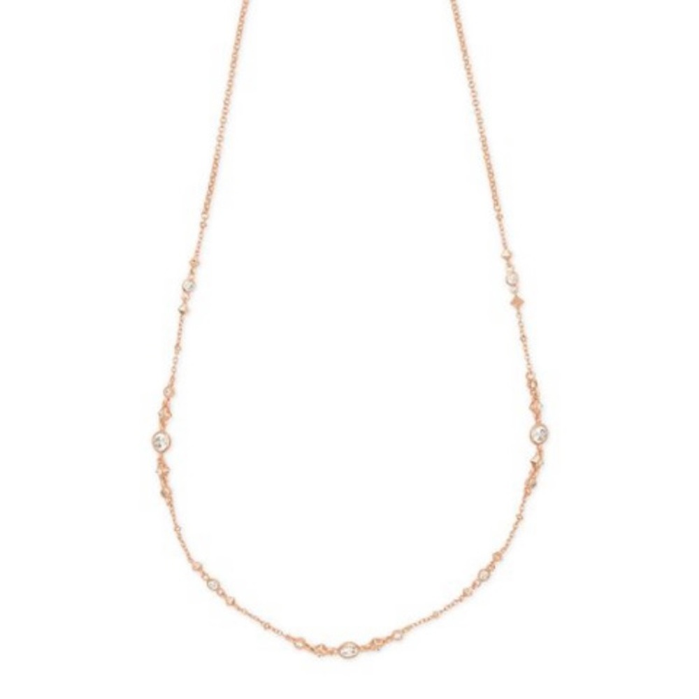 Kendra Scott 14K Rose Gold Winifred Necklace Cubic Zirconia Lariat Closure - Picture 5 of 6